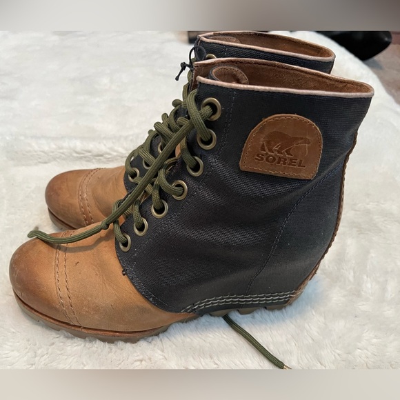 Sorel PDX Lexie Leather Wedge Boots Sz 8 - Picture 4 of 8